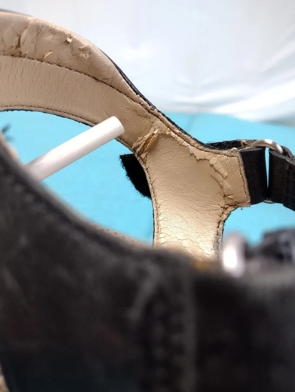 Easy Spirit Strappy Wedge Leather Sandals Black Size 9